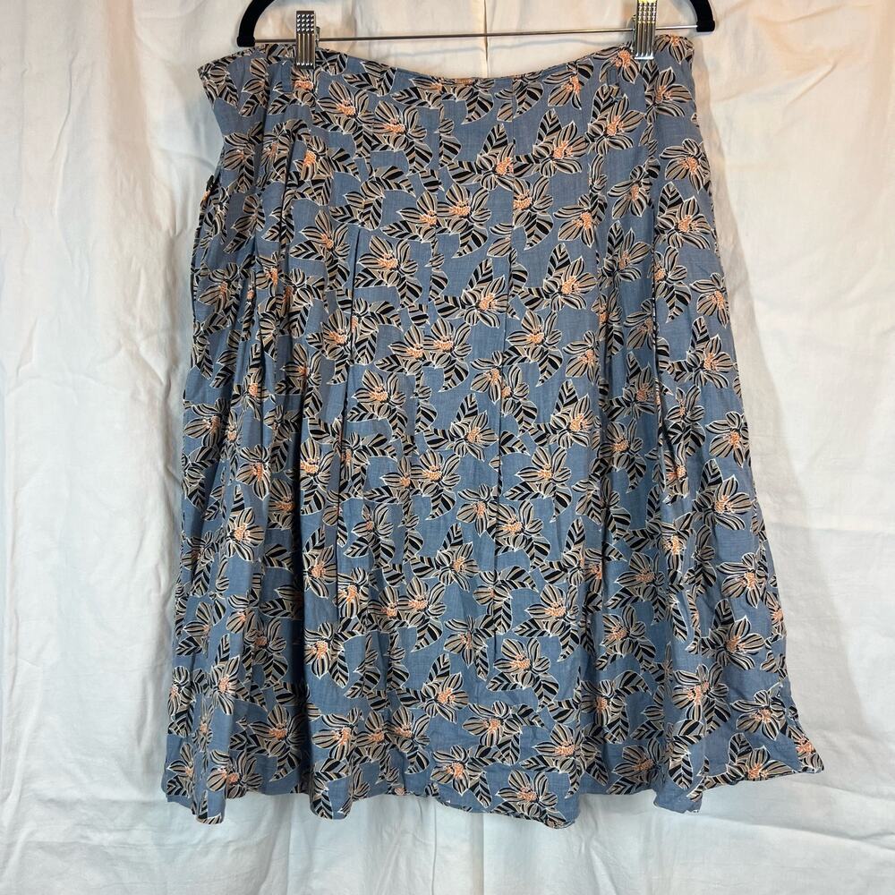 Modcloth Blue Floral A-Line Skirt with Peach Accents - Picture 2 of 5